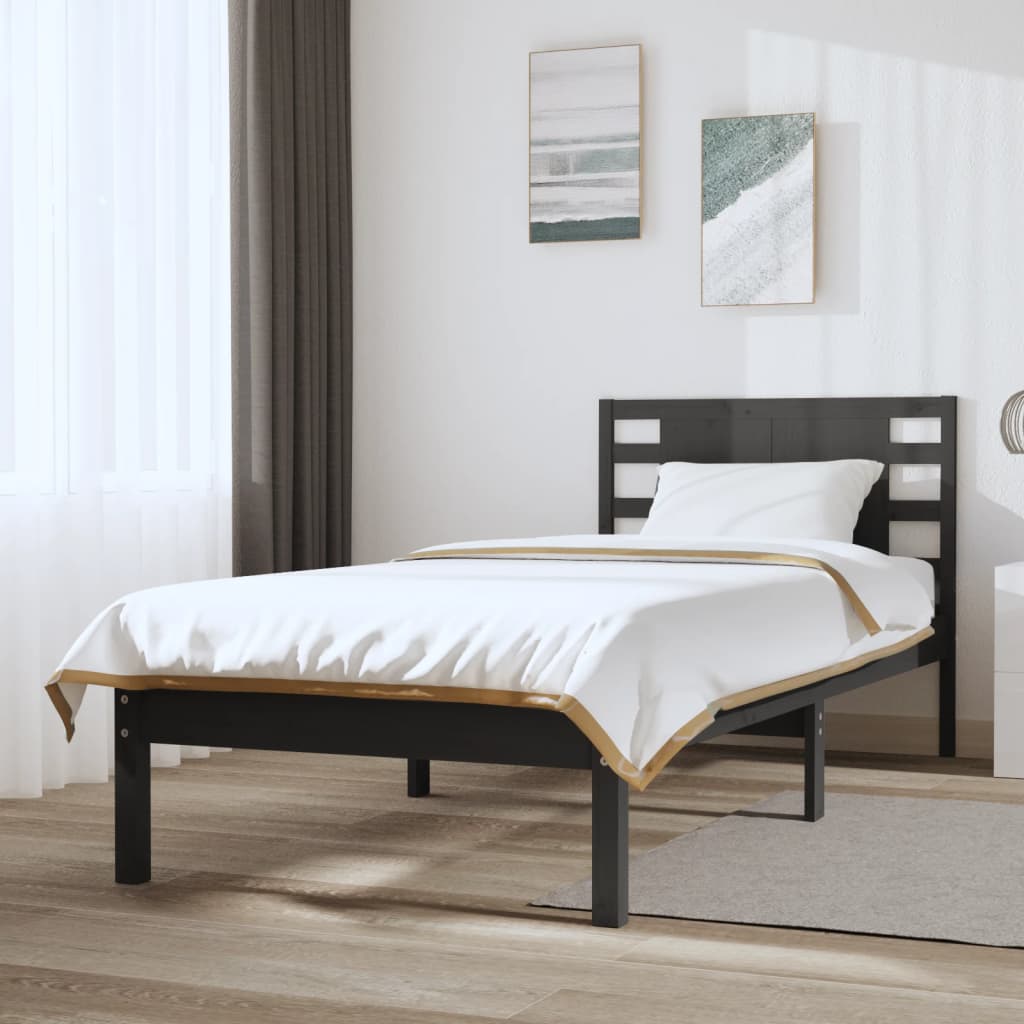Berkfield Bed Frame Grey Solid Wood Pine 90x200 cm