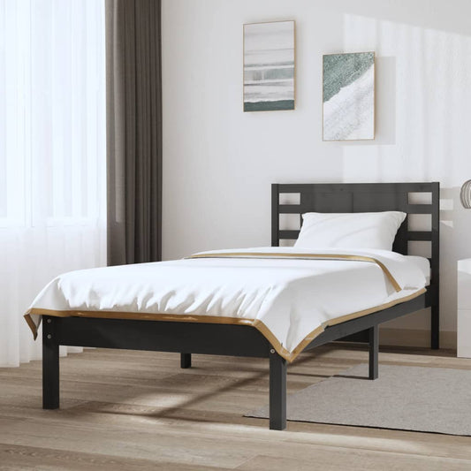 Berkfield Bed Frame Grey Solid Wood Pine 100x200 cm