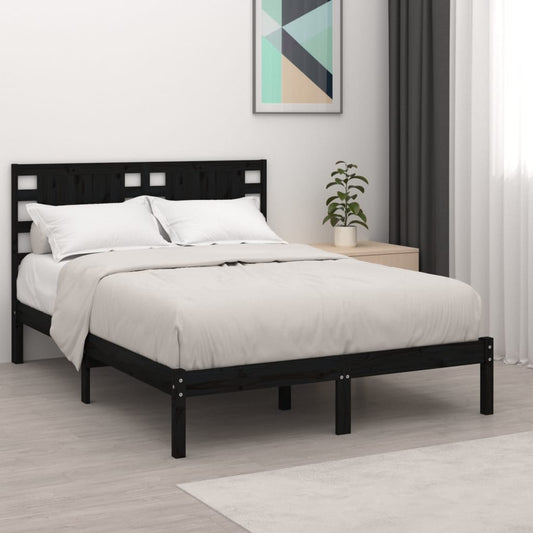 Berkfield Bed Frame Black Solid Wood Pine 120x200 cm
