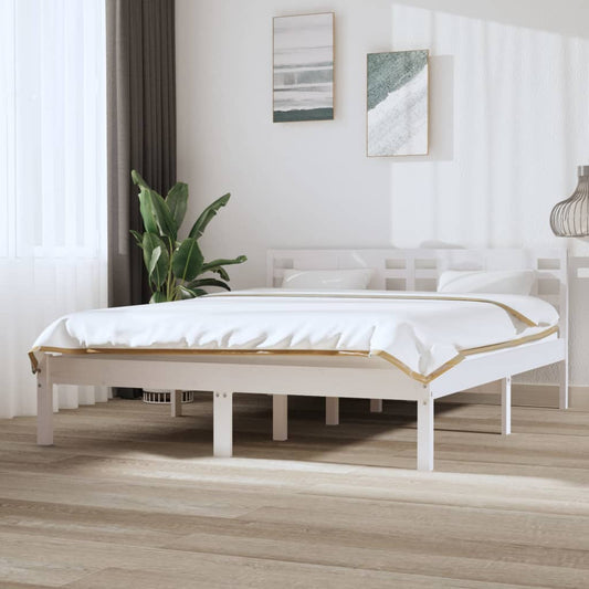 Berkfield Bed Frame White Solid Wood Pine 140x200 cm