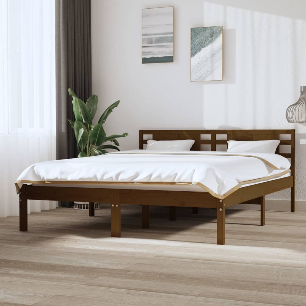Berkfield Bed Frame Honey Brown Solid Wood Pine 140x200 cm