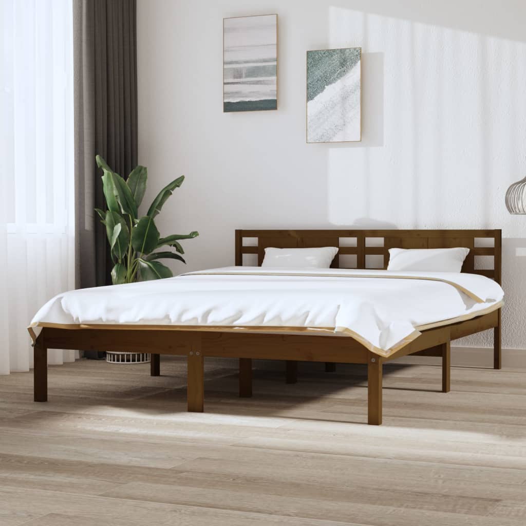 Berkfield Bed Frame Honey Brown Solid Wood 150x200 cm King Size