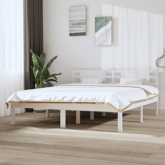 Berkfield Bed Frame White Solid Wood Pine 160x200 cm