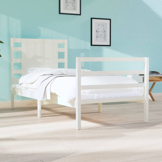 Berkfield Bed Frame White Solid Wood Pine 75x190 cm Small Single