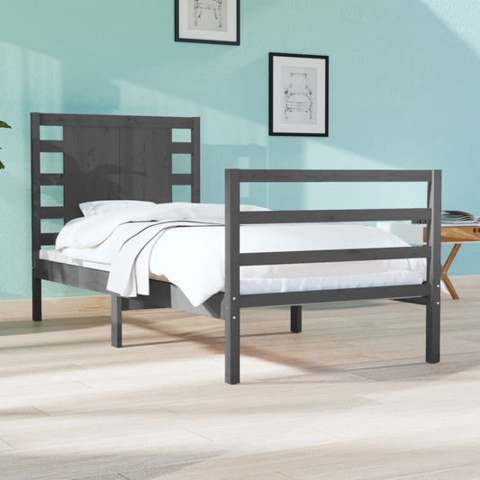 Berkfield Bed Frame Grey Solid Wood Pine 75x190 cm Small Single
