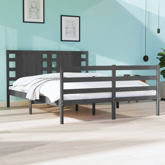 Berkfield Bed Frame Grey Solid Wood Pine 120x190 cm Small Double