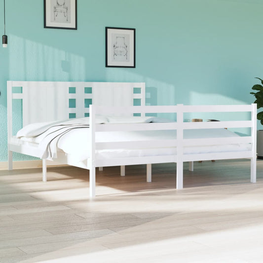 Berkfield Bed Frame White Solid Wood Pine 140x190 cm