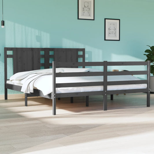 Berkfield Bed Frame Grey Solid Wood Pine 140x190 cm
