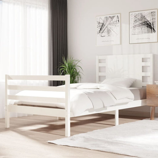 Berkfield Bed Frame White Solid Wood Pine 90x200 cm