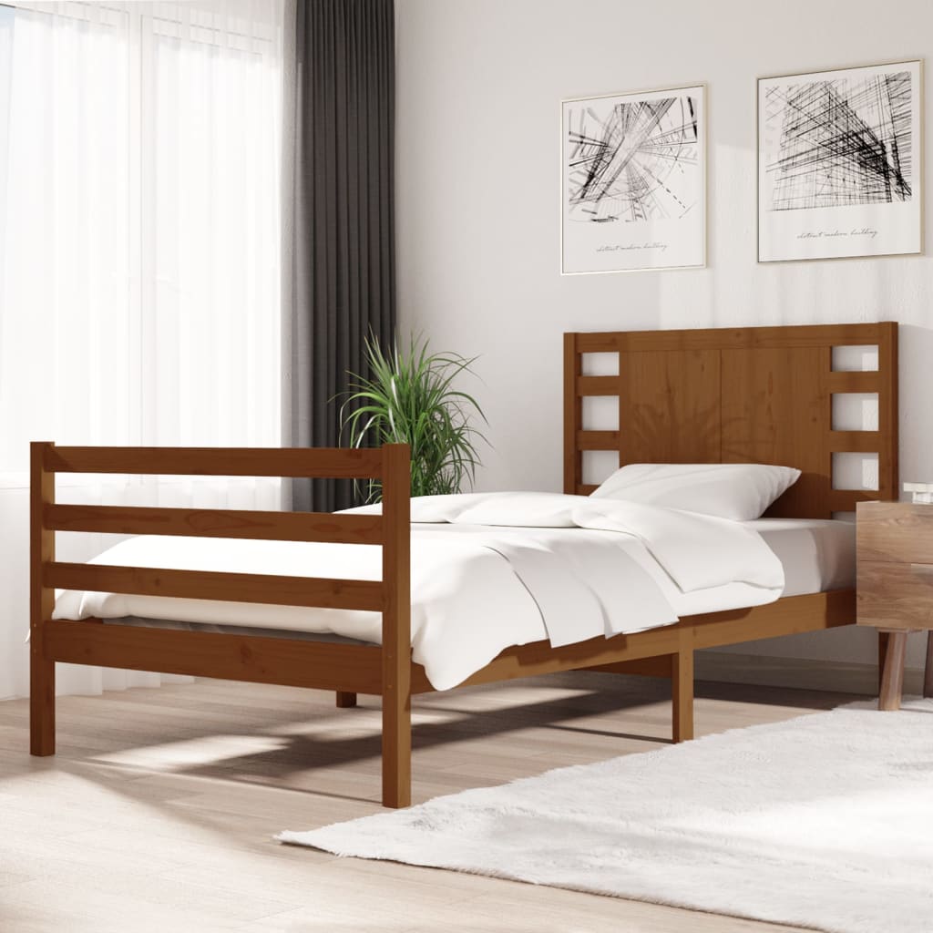Berkfield Bed Frame Honey Brown Solid Wood Pine 90x200 cm