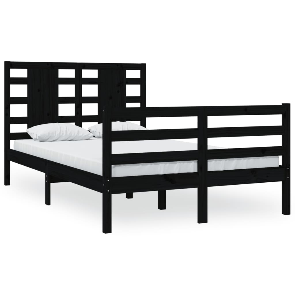 Berkfield Bed Frame Black Solid Wood Pine 120x200 cm
