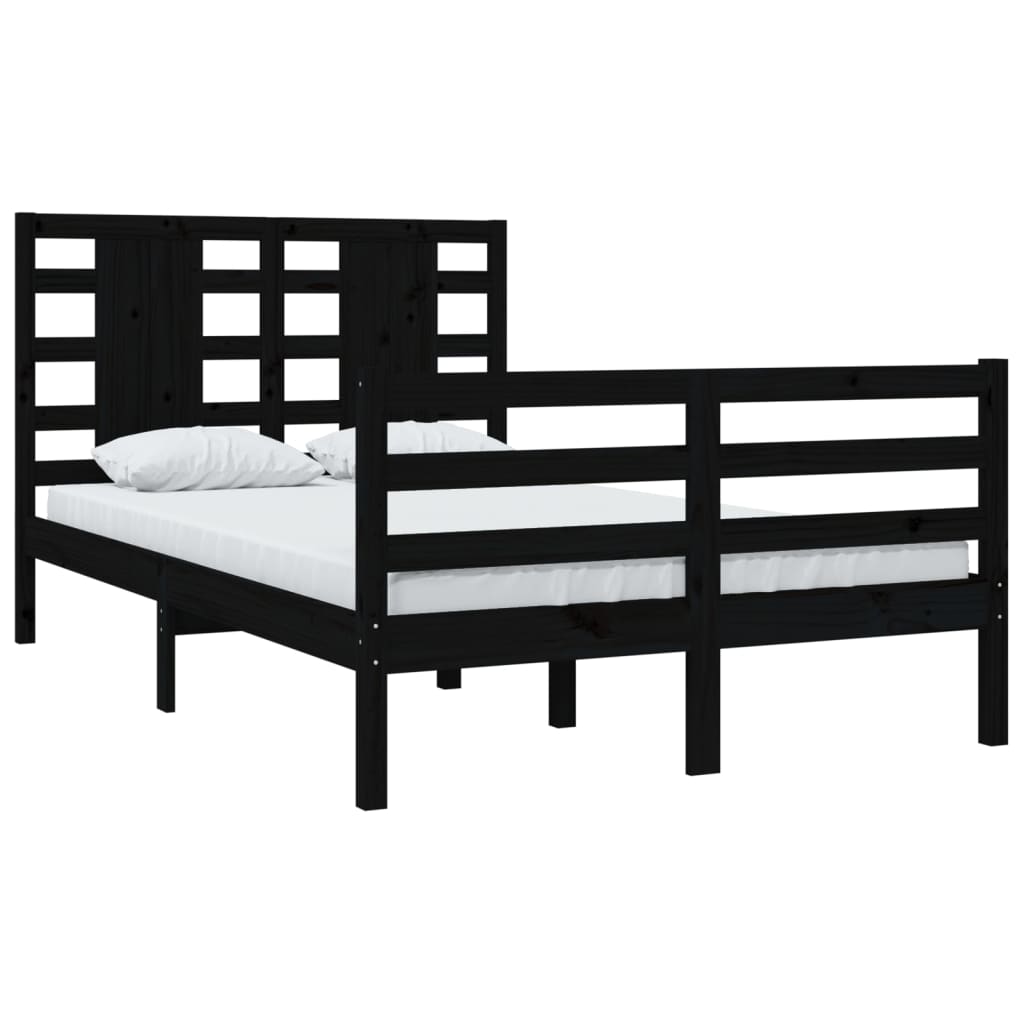 Berkfield Bed Frame Black Solid Wood Pine 120x200 cm