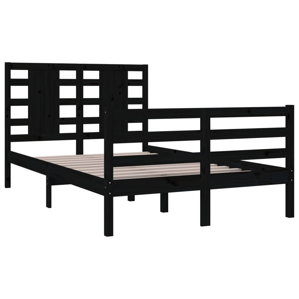 Berkfield Bed Frame Black Solid Wood Pine 120x200 cm