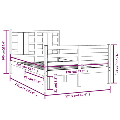 Berkfield Bed Frame Black Solid Wood Pine 120x200 cm