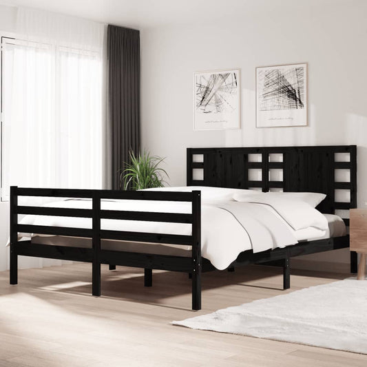 Berkfield Bed Frame Black Solid Wood Pine 160x200 cm