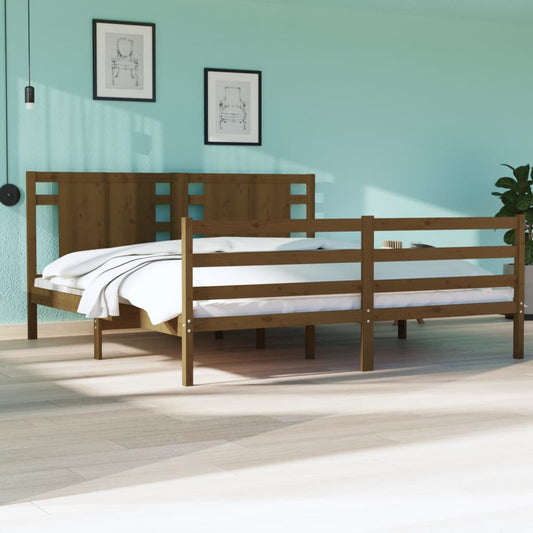Berkfield Bed Frame Honey Brown Solid Wood Pine 180x200 cm Super King Size