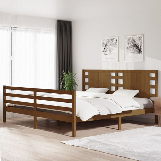 Berkfield Bed Frame Honey Brown Solid Wood Pine 200x200 cm