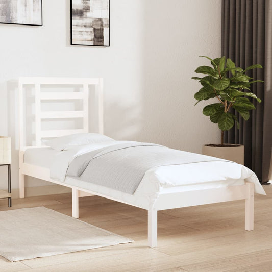 Berkfield Bed Frame White Solid Wood 75x190 cm Small Single