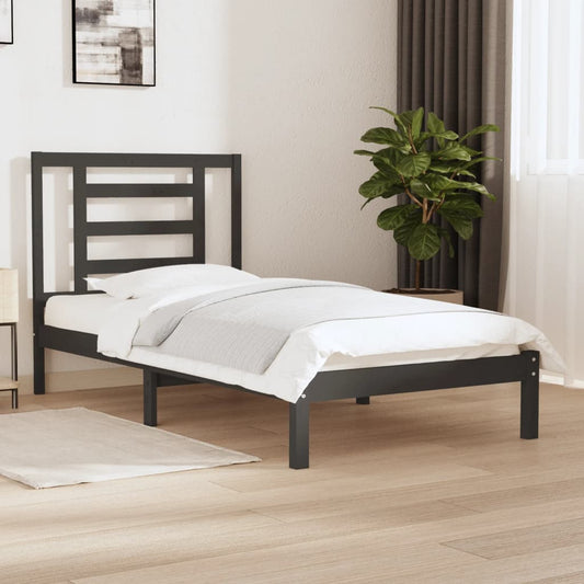 Berkfield Bed Frame Grey Solid Wood Pine 90x190 cm Single