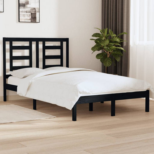 Berkfield Bed Frame Black Solid Wood 120x190 cm Small Double