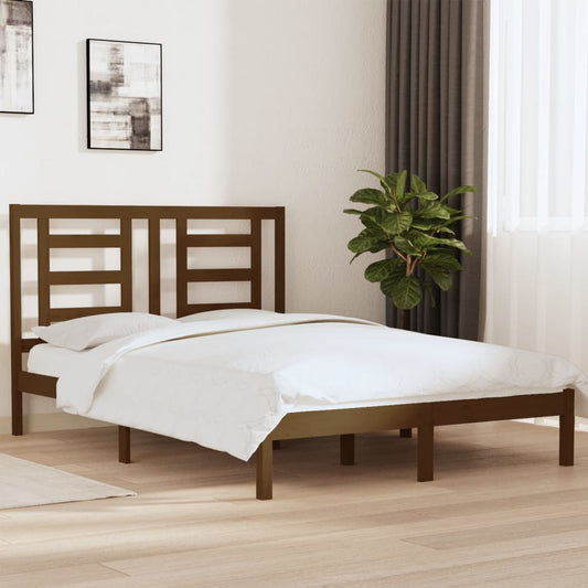 Berkfield Bed Frame Honey Brown Solid Wood Pine 140x190 cm
