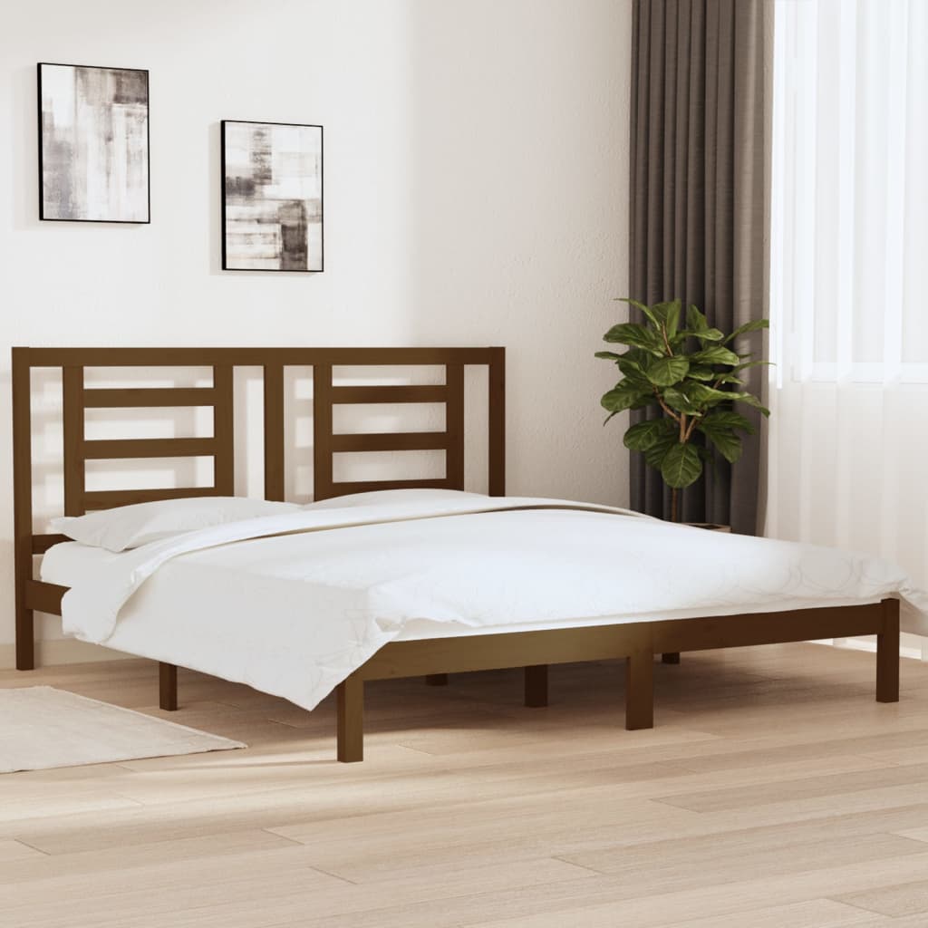 Berkfield Bed Frame Honey Brown Solid Wood 180x200 cm Super King Size