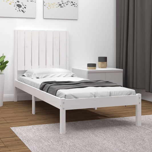 Berkfield Bed Frame White Solid Wood 75x190 cm Small Single