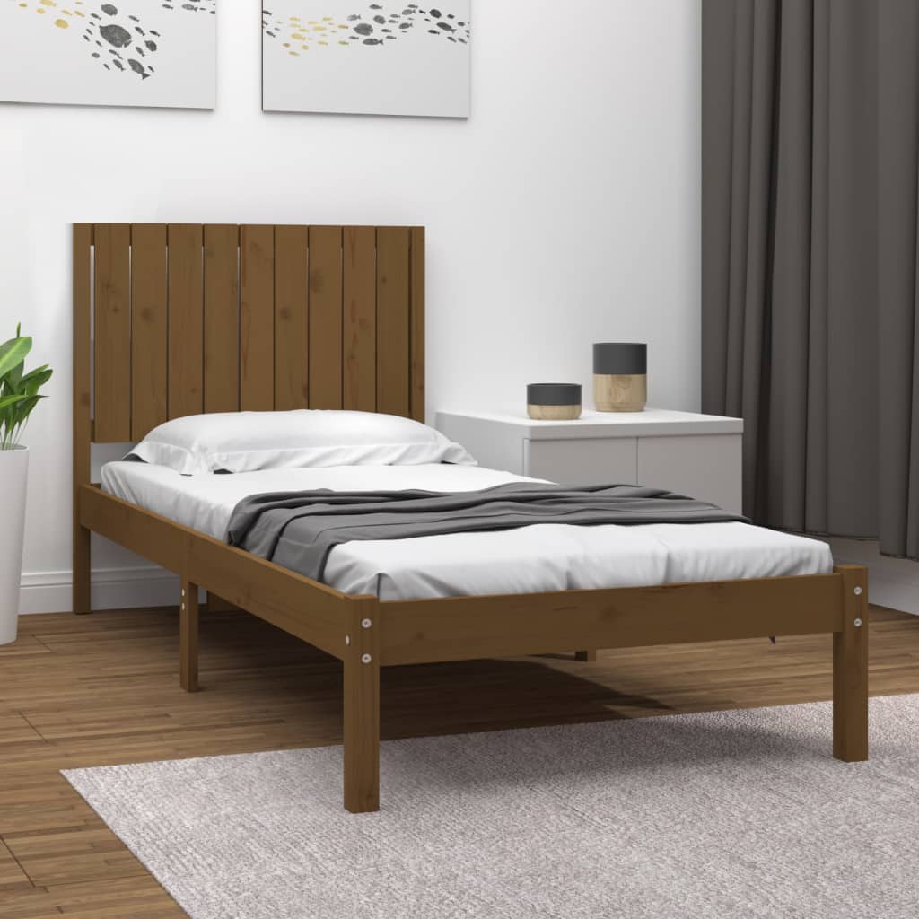 Berkfield Bed Frame Honey Brown Solid Wood Pine 90x190cm Single