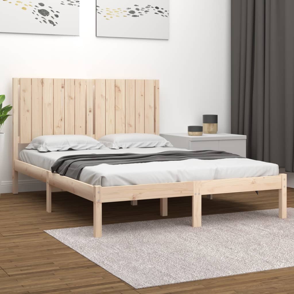 Berkfield Bed Frame Solid Wood Pine 140x190 cm