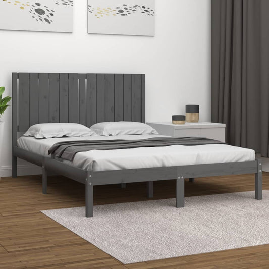 Berkfield Bed Frame Grey Solid Wood Pine 140x190 cm