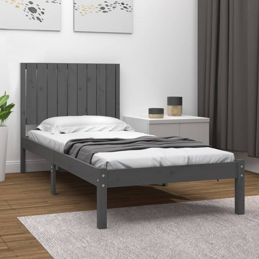 Berkfield Bed Frame Grey Solid Wood Pine 90x200 cm