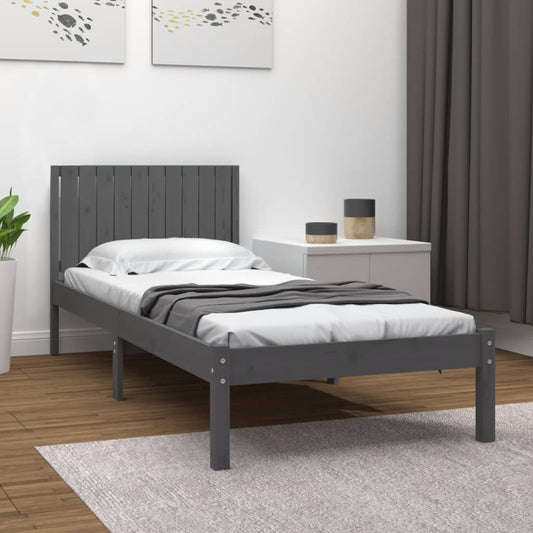 Berkfield Bed Frame Grey Solid Wood Pine 100x200 cm
