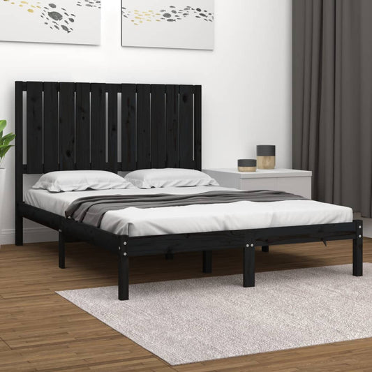 Berkfield Bed Frame Black Solid Wood Pine 120x200 cm