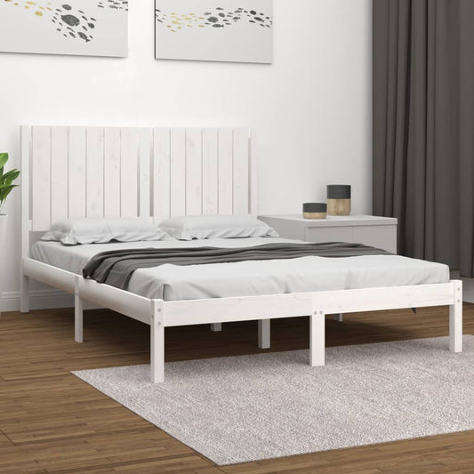 Berkfield Bed Frame White Solid Wood Pine 140x200 cm