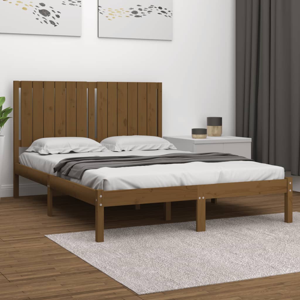 Berkfield Bed Frame Honey Brown Solid Wood Pine 140x200 cm