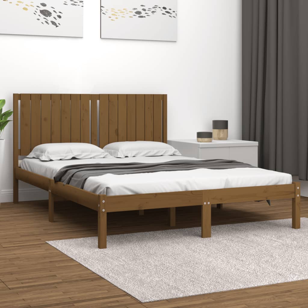 Berkfield Bed Frame Honey Brown Solid Wood 150x200 cm King Size