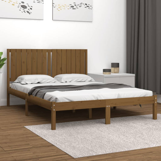 Berkfield Bed Frame Honey Brown Solid Wood 150x200 cm King Size