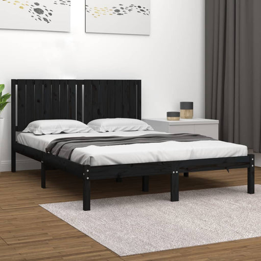 Berkfield Bed Frame Black Solid Wood Pine 160x200 cm