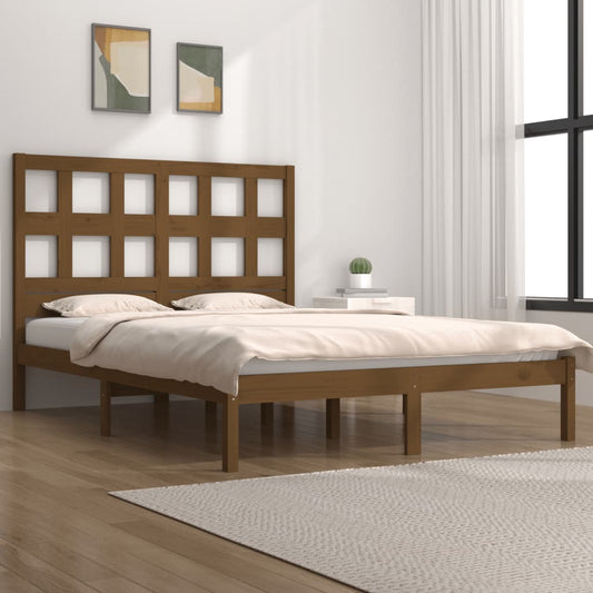 Berkfield Bed Frame Honey Brown Solid Wood Pine 135x190 cm Double