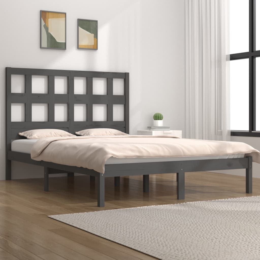 Berkfield Bed Frame Grey Solid Wood Pine 140x200 cm