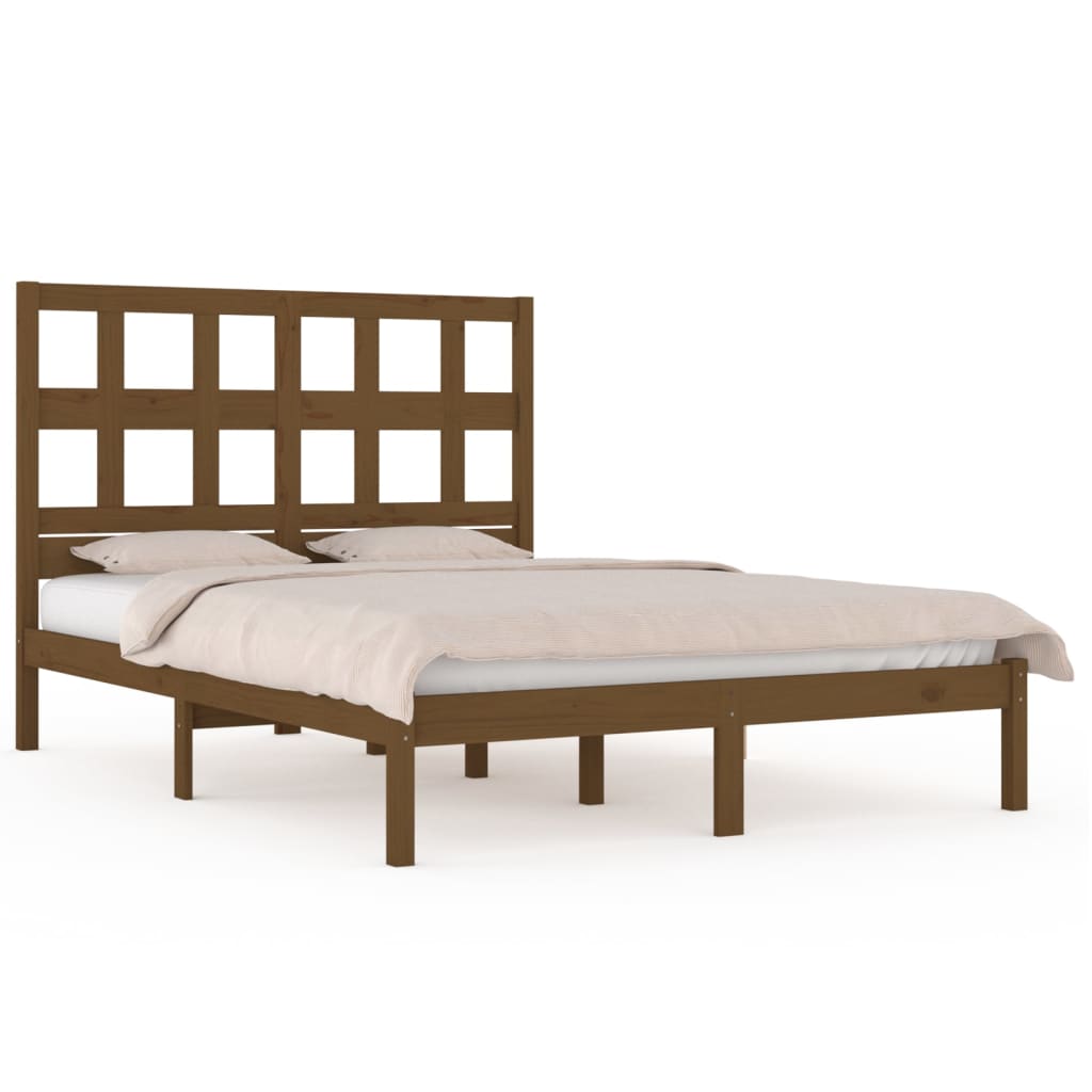 Berkfield Bed Frame Honey Brown Solid Wood Pine 140x200 cm
