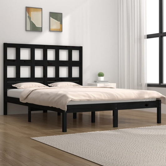 Berkfield Bed Frame Black Solid Wood Pine 160x200 cm