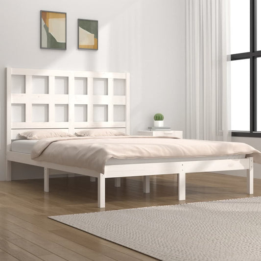 Berkfield Bed Frame White Solid Wood Pine 180x200 cm Super King Size