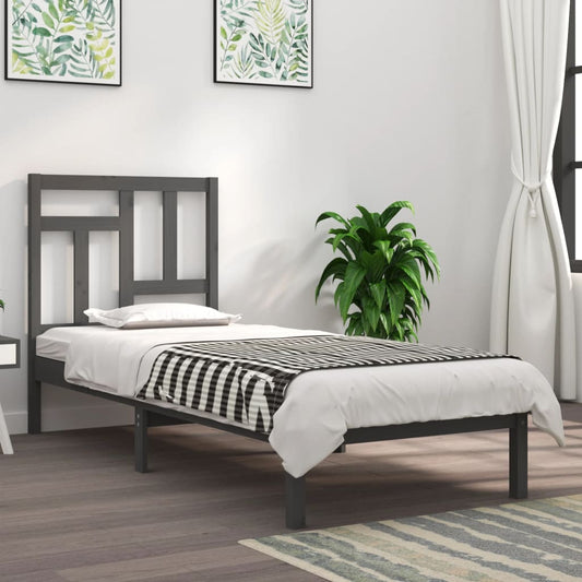 Berkfield Bed Frame Grey Solid Wood 75x190 cm Small Single