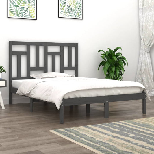 Berkfield Bed Frame Grey Solid Wood 120x190 cm Small Double