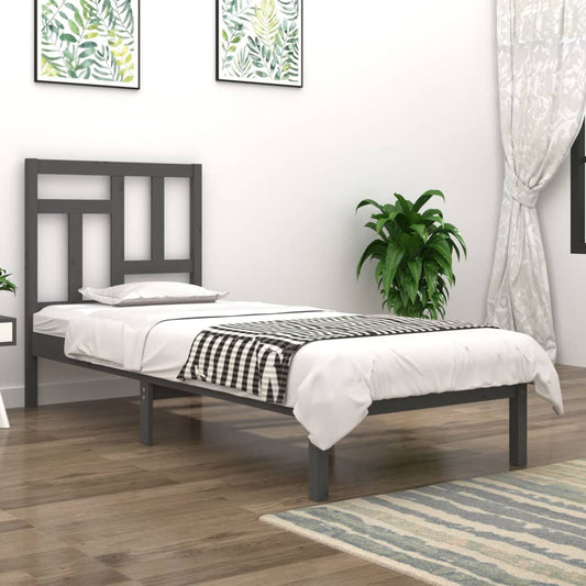Berkfield Bed Frame Grey Solid Wood Pine 90x200 cm