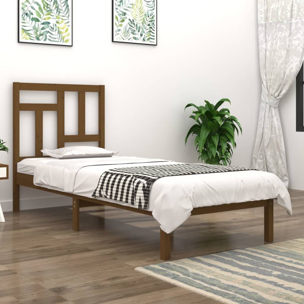 Berkfield Bed Frame Honey Brown Solid Wood Pine 90x200 cm