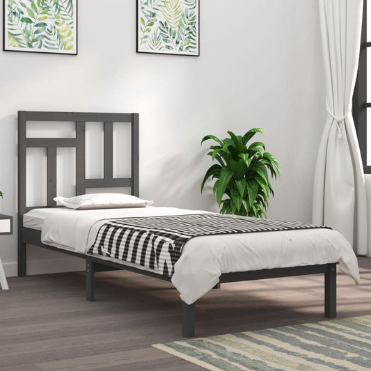 Berkfield Bed Frame Grey Solid Wood Pine 100x200 cm
