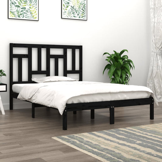 Berkfield Bed Frame Black Solid Wood Pine 120x200 cm