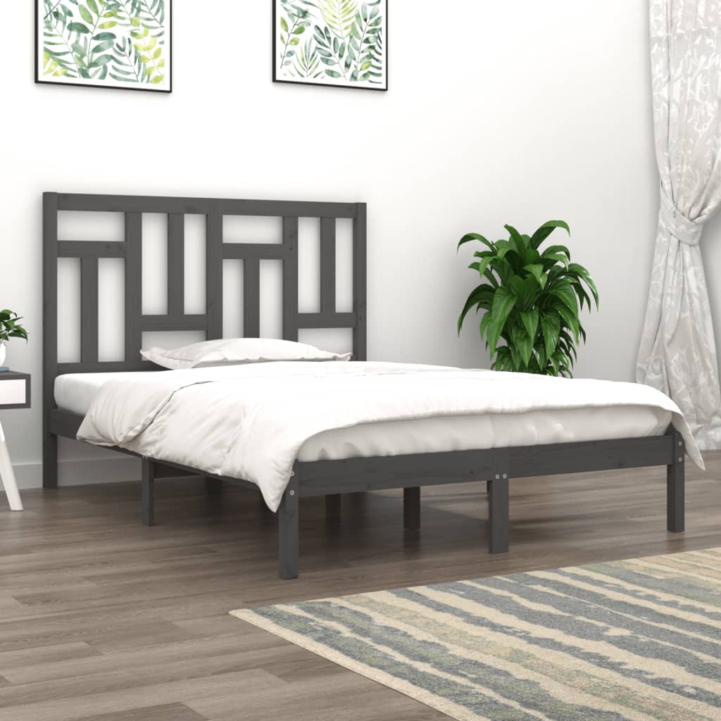 Berkfield Bed Frame Grey Solid Wood Pine 140x200 cm